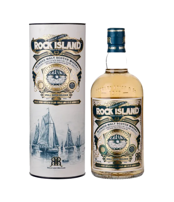 Rock Island Blended Malt Scotch Whisky, fles bij slijterij t Bockje in Bathmen