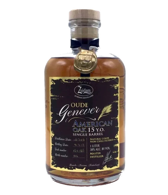 Zuidam Oude Genever American Oak 15 Years Old Single Barrel, fles bij slijterij t Bockje in Bathmen