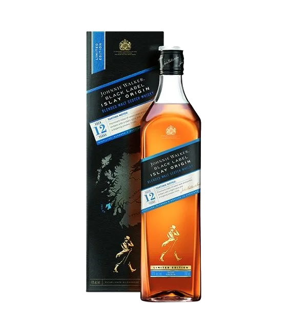 Johnnie Walker 12 Years Old Black Label Islay Origin, fles bij slijterij t Bockje in Bathmen