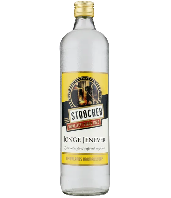 Stoocker Jonge Jenever, fles bij slijterij t Bockje in Bathmen