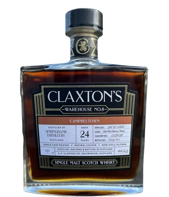 Claxton’s Warehouse No.8 Springbank 24 Years Old 2000 #C25128, fles bij slijterij t Bockje in Bathmen