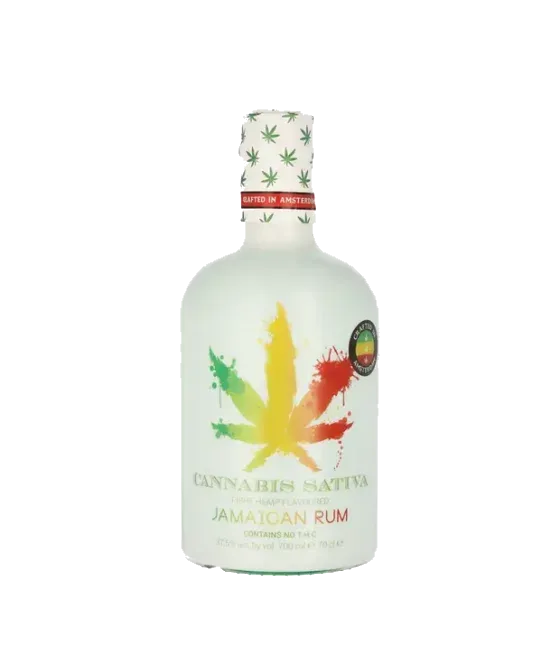 Cannabis Sativa Jamaican Rum, fles bij slijterij t Bockje in Bathmen