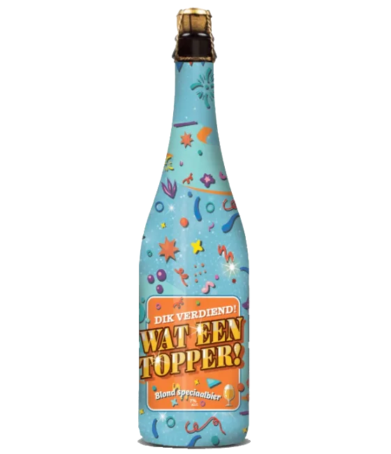 Dik Verdiend! Wat een Topper Blond Speciaalbier, fles bij slijterij t Bockje in Bathmen