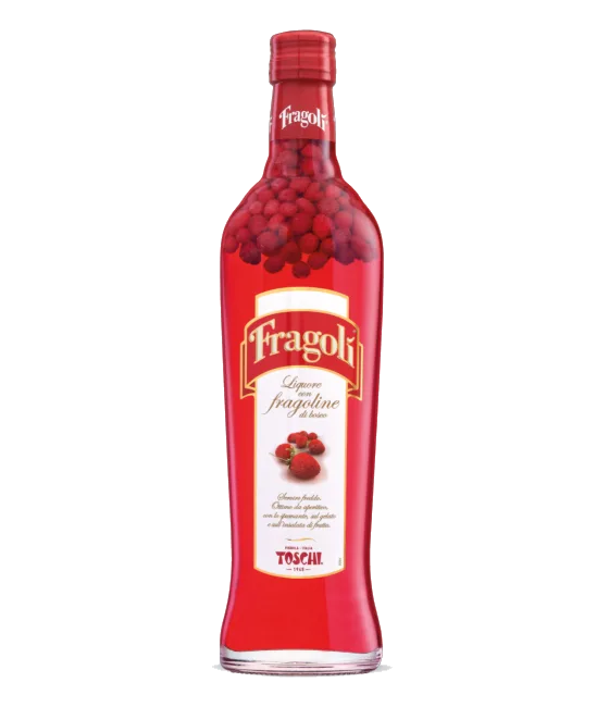 Toschi Fragoli Bosaardbeien, fles bij slijterij t Bockje in Bathmen