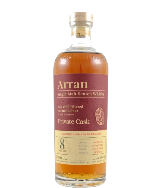 Arran Private Cask 8 Years Old 2014, fles bij slijterij t Bockje in Bathmen