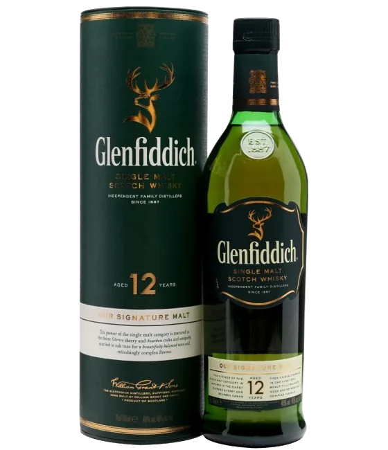 Glenfiddich 12 Years Old Single Malt Whisky, fles bij slijterij t Bockje in Bathmen