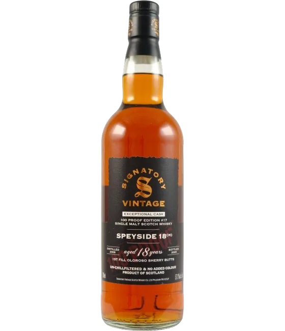 Signatory Vintage Speyside (M) 18 Years Old 100 Proof #17, fles bij slijterij t Bockje in Bathmen