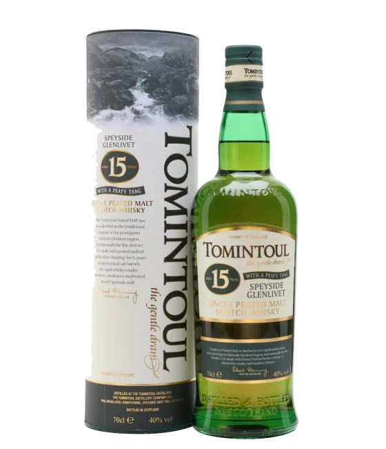 Tomintoul Peaty Tang 15 Years Old, fles bij slijterij t Bockje in Bathmen