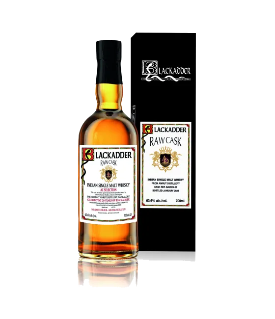 Blackadder Indian Single Malt Amrut Rawcask, fles bij slijterij t Bockje in Bathmen