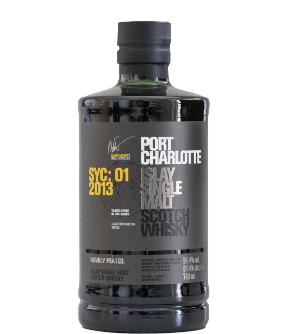Bruichladdich Port Charlotte 2013 SYC: 01, fles bij slijterij t Bockje in Bathmen