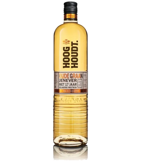 Hooghoudt Oude Graan Jenever met 17 jaar gelagerde moutwijn, fles bij slijterij t Bockje in Bathmen
