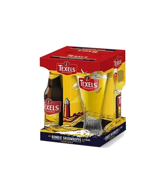Biergeschenk Rondje Texels Skuumkoppe 3 flesjes + glas, fles bij slijterij t Bockje in Bathmen