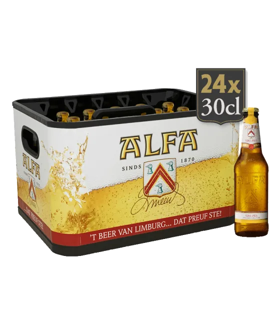 Alfa Edel Pils, fles bij slijterij t Bockje in Bathmen