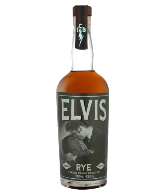 Elvis The King Straight Rye Whiskey, fles bij slijterij t Bockje in Bathmen