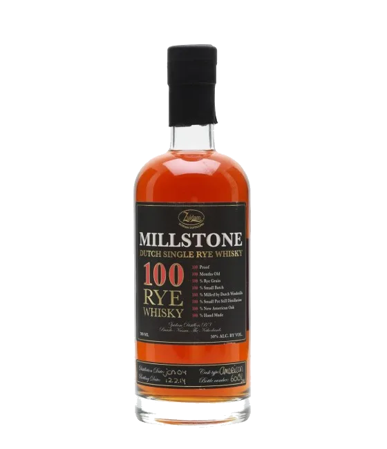 Millstone Dutch Rye 100 Whisky Zuidam Distillers, fles bij slijterij t Bockje in Bathmen