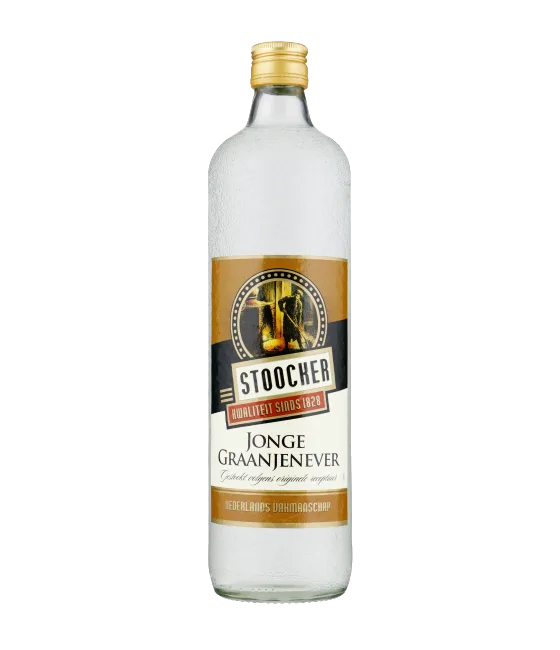 Stoocker Jonge Graanjenever, fles bij slijterij t Bockje in Bathmen