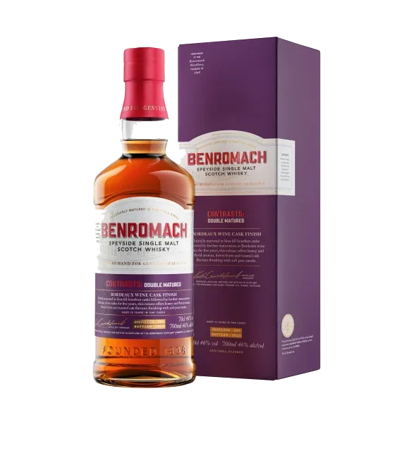 Benromach Double Matured Bordeaux Wine Cask Finish, fles bij slijterij t Bockje in Bathmen