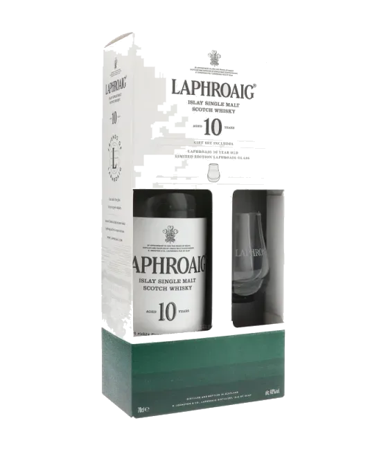 Laphroaig 10 Years Old Giftpack With Glass, fles bij slijterij t Bockje in Bathmen