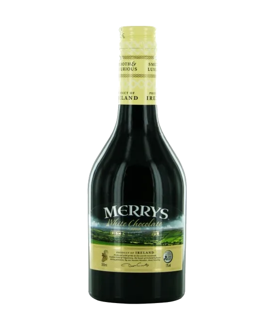 Merrys White Chocolate Irish Cream liqueur, fles bij slijterij t Bockje in Bathmen