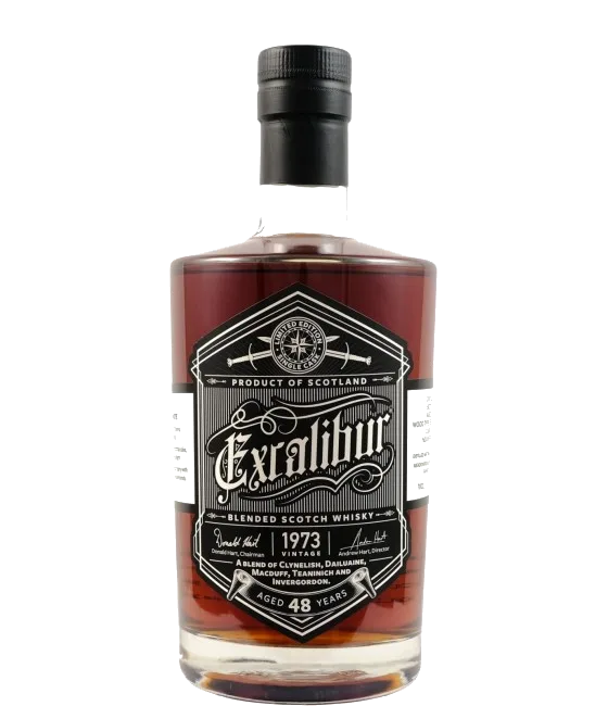 Excalibur 48 Years Old Blended Scotch Vintage 1973, fles bij slijterij t Bockje in Bathmen