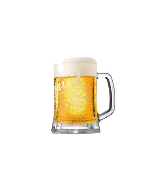 GROLSCH Glas kornuit bierpul, fles bij slijterij t Bockje in Bathmen