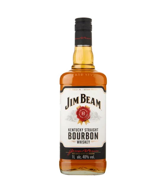 Jim Beam Bourbon White Kentucky Straight Whiskey, fles bij slijterij t Bockje in Bathmen