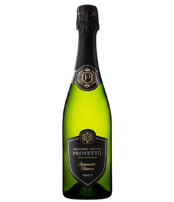 Provetto Spumante Bianco Brut, fles bij slijterij t Bockje in Bathmen