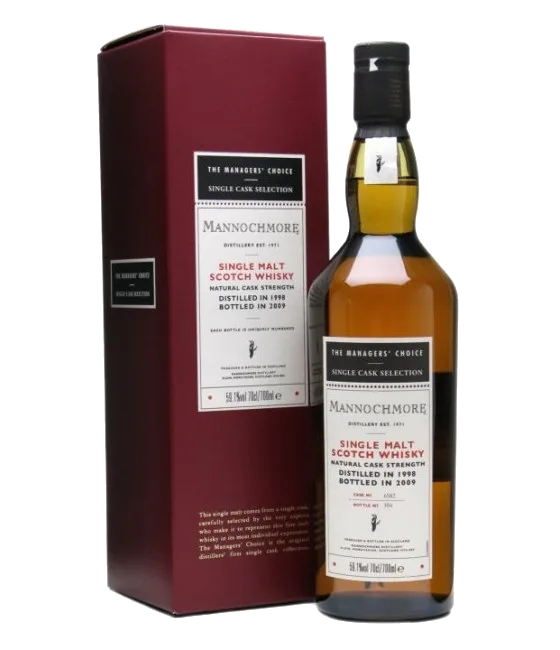 Mannochmore 10 Years Old Managers Choice Speyside Single Maltwhisky Release 2009, fles bij slijterij t Bockje in Bathmen