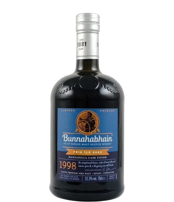 Bunnahabhain 1998 Feis Ile 2023, fles bij slijterij t Bockje in Bathmen