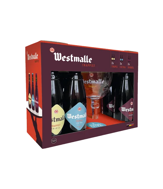 Westmalle Geschenkverpakking 6x33cl met Glas, fles bij slijterij t Bockje in Bathmen