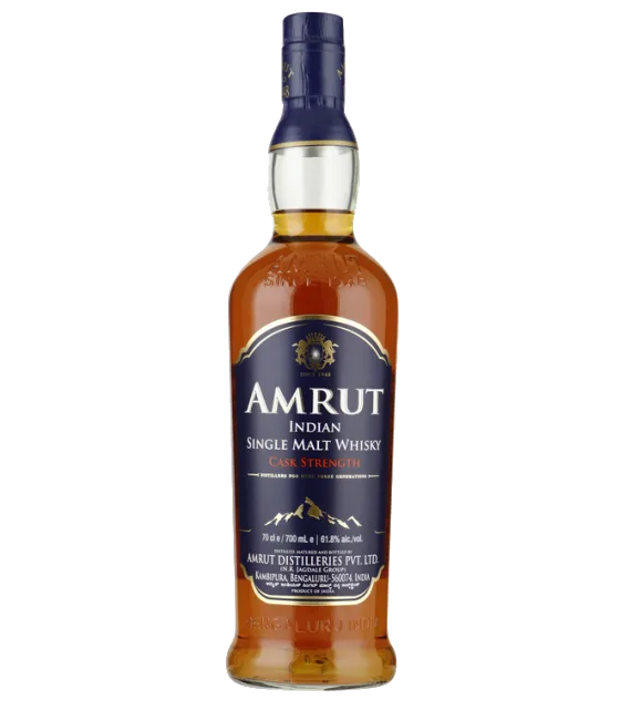 Amrut Single Malt Cask Strength India Whisky, fles bij slijterij t Bockje in Bathmen