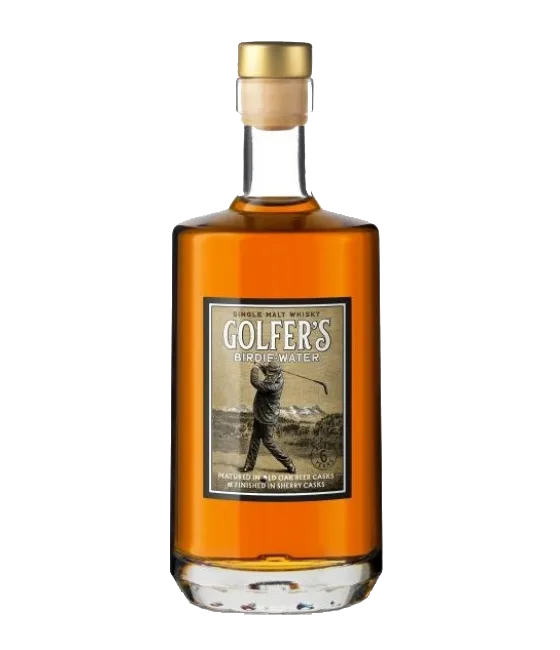 Säntis Malt Golfer’s Birdie Water, fles bij slijterij t Bockje in Bathmen