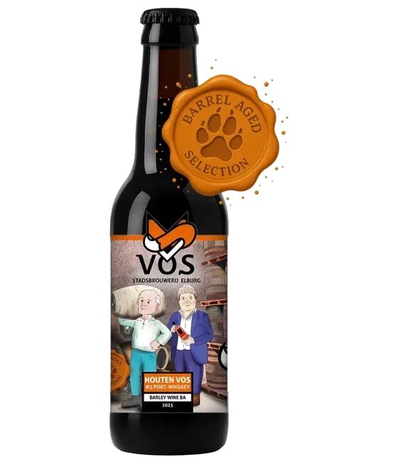Brouwerij Vos Houten Vos #5 Barrel Aged serie, fles bij slijterij t Bockje in Bathmen
