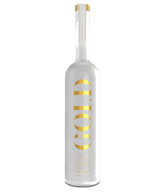 Gold Dry Gin, fles bij slijterij t Bockje in Bathmen