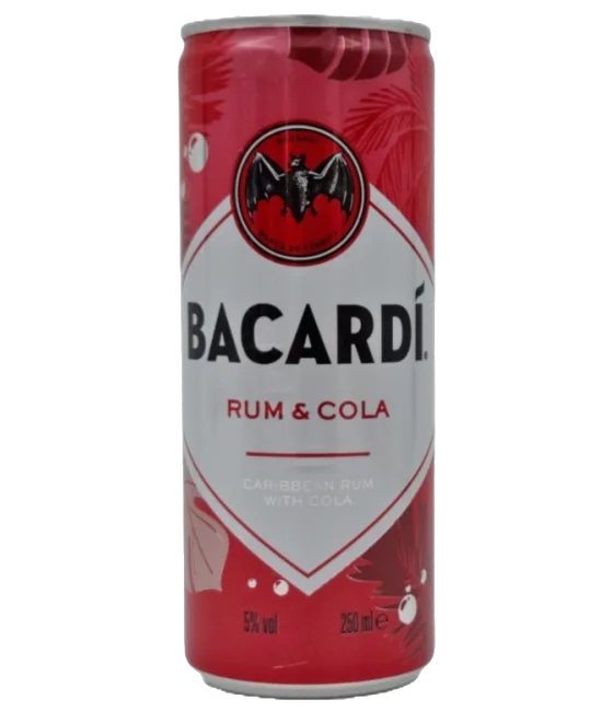 Bacardi Rum & Cola Blik, fles bij slijterij t Bockje in Bathmen