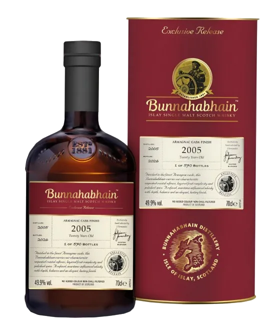 Bunnahabhain 20Y 2005 Armagnac Cask Finish, fles bij slijterij t Bockje in Bathmen