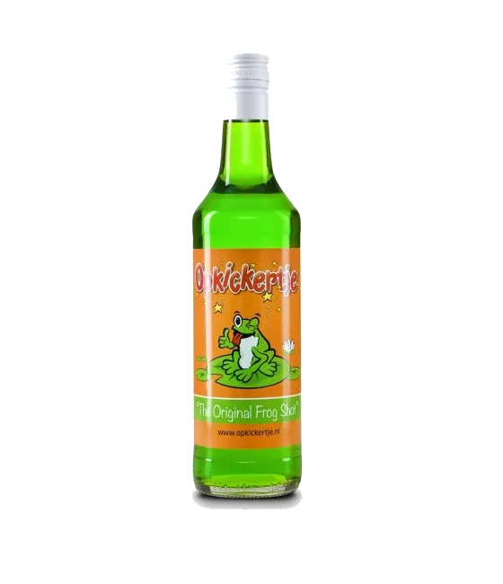 Opkickertje, fles bij slijterij t Bockje in Bathmen