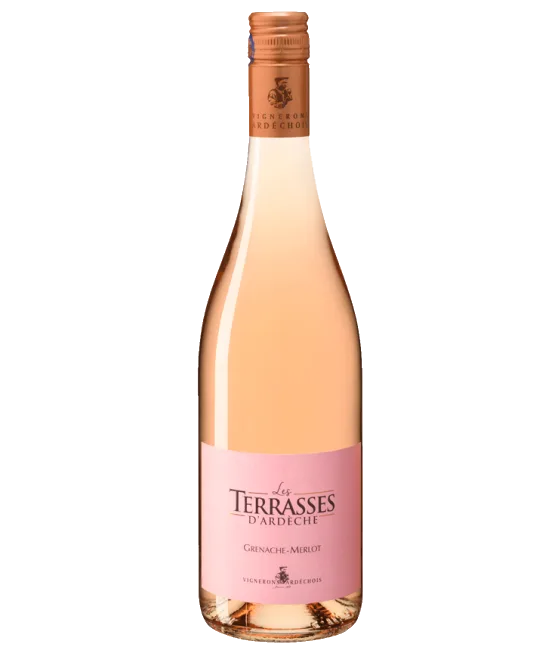 Les Terrasses D’Ardèche Rosé Grenache-Merlot, fles bij slijterij t Bockje in Bathmen