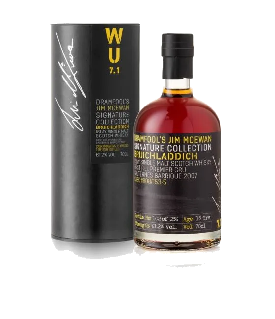 Dramfool’s Signature Collection 15 Years Old 2007 Bruichladdich 7.1 #RO8/153-5, fles bij slijterij t Bockje in Bathmen