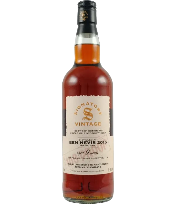 Signatory Vintage Ben Nevis 9 Years Old 2015 100 Proof #48, fles bij slijterij t Bockje in Bathmen