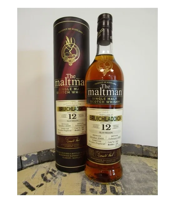 The Maltman Bruichladdich 12Y 2009 #3647, fles bij slijterij t Bockje in Bathmen