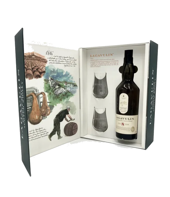 Lagavulin 8 Years Old Giftbox met 2 glazen, fles bij slijterij t Bockje in Bathmen