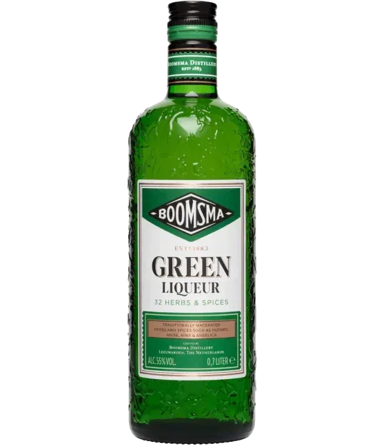 Boomsma Green Liqueur, fles bij slijterij t Bockje in Bathmen