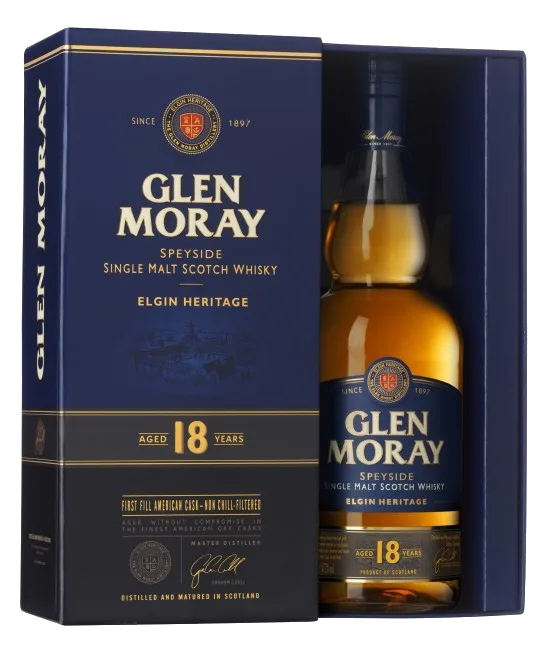 Glen Moray 18 Years Old Elgin Heritage, fles bij slijterij t Bockje in Bathmen