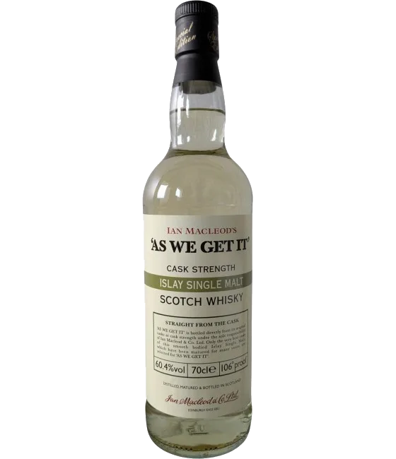 As we get it Cask Strength 60,4%, fles bij slijterij t Bockje in Bathmen