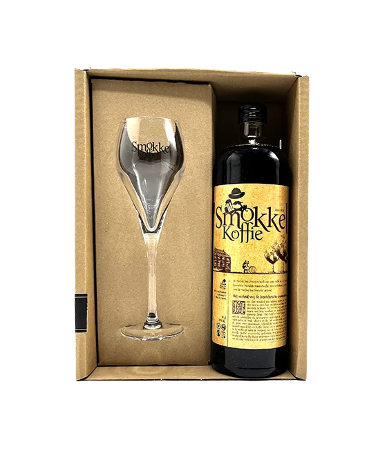 Hertog Jan Smokkelkoffie Geschenk met Glas, fles bij slijterij t Bockje in Bathmen