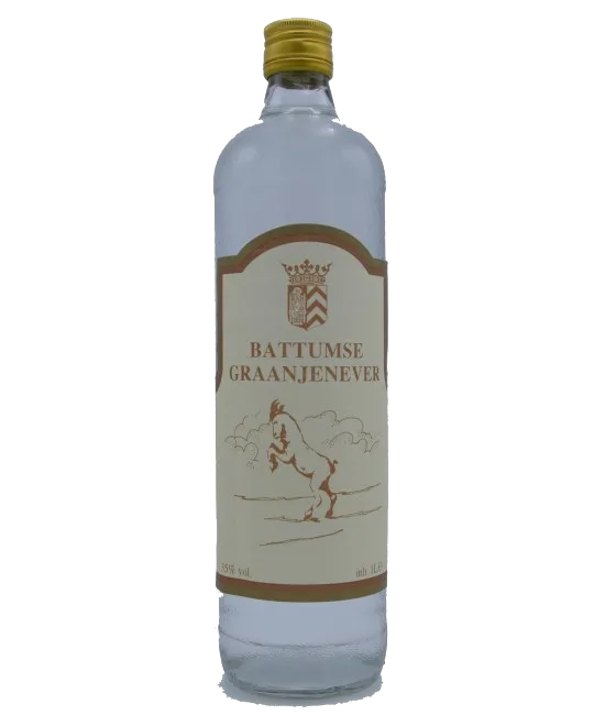Battumse Graanjenever, fles bij slijterij t Bockje in Bathmen