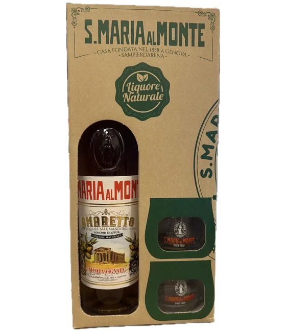 Santa Maria al Monte Amaretto Giftbox, fles bij slijterij t Bockje in Bathmen