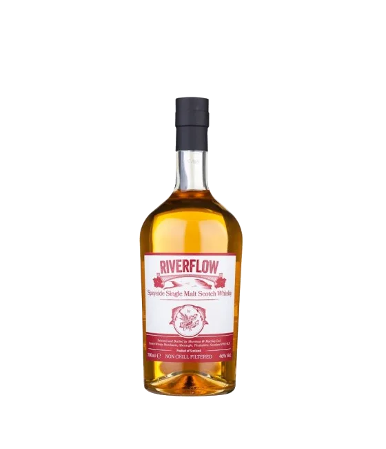 Riverflow Speyside Single Malt Whisky, fles bij slijterij t Bockje in Bathmen