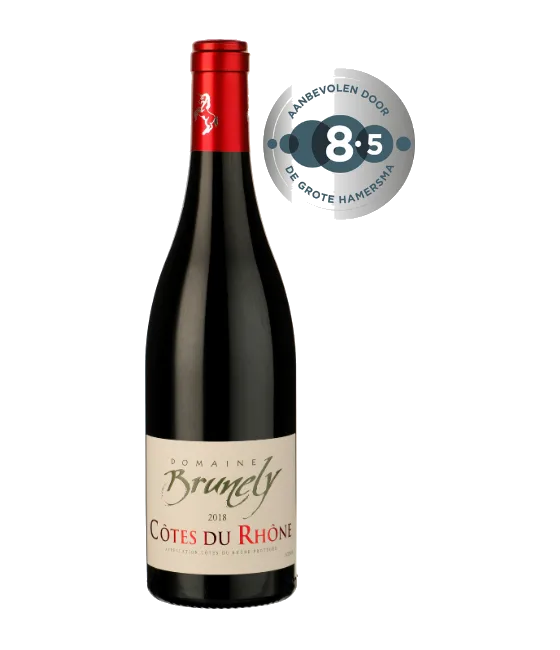 Domaine Brunely Côtes du Rhône Rouge, fles bij slijterij t Bockje in Bathmen